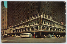 CHICAGO ILLINOIS SHERMAN HOUSE HOTEL BUSES CARS PEOPLE VINTAGE PHOTO POSTCARD picture