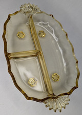 Yellow Fostoria Baroque Divided Serving Platter Footed 12