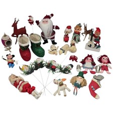 Vtg Kitschy Christmas Lot 25pc Inarco Elves Santa Flocked Japan Ornaments 1