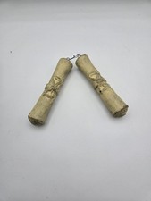 Original Vintage Scroll Shaped Brass Weights For A LUX Town Hall Wall Clock 5.5