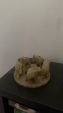 Vintage Carved Soapstone Elephant Candle Incense Holder picture