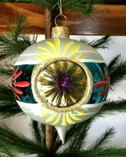 VINTAGE-NEW Art-Pol Large Pink/Blue Double Reflector Blown Glass Ornament Poland picture