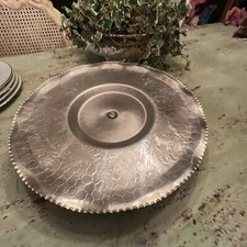 Vintage Aluminum Lazy Susan Large Floral Engraved 15” X3” picture