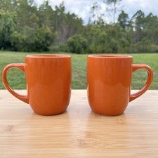Royal Norfolk Orange Coffee Mugs Set of 2 Fall Halloween Pumpkin Spice Harvest picture