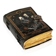 TUZECH Book of Spells Leather Journal Deckle Edge Gothic Vintage Notebook, Black picture