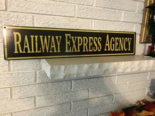 Antiqued Railway Express Agency Repro Railroad Large Heavy Steel Sign 6 x 30