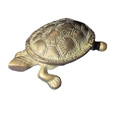 VTG Knobles Brass Turtle Trinket Box – Small Decorative Collectible 3.5” picture