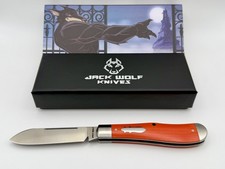 Jack Wolf Knives Gateway Eureka Vibe Bengal Orange Linen Micarta BNIB picture