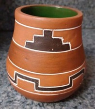 Vintage Leopoldo de Mexico Folk Art Pottery Geometric Vase picture