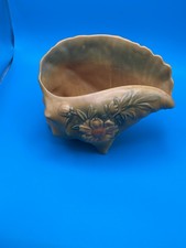 VINTAGE ROSEVILLE POTTERY/ PEONY / CONCH SHELL PLANTER/ GREEN, YELLOW / 1942 picture