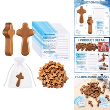 Gerrii 24 Pack Wood Hand Holding Cross 2.56 Inch Pocket Crosses Christian Gift picture