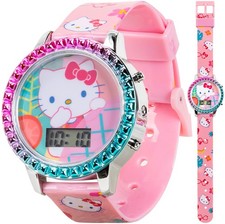 Sanrio Hello Kitty Girls' Digital LCD Quartz Watch with Pink Strap and Colorful picture