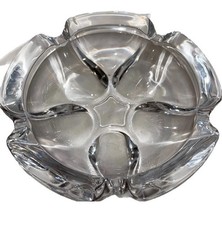 Awesome Vintage large Clear Ashtray Flower Petal Round Slots mcm picture