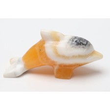 Zebra Onyx Dolphin Sculpture - Handcrafted Stone Figurine picture