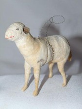 Antique Spun Cotton Batting SHEEP German Christmas Ornament Excellent Condition picture