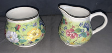 Nice Vintage  Arthur Wood & Son  England  Floral Rose  Sugar & Creamer  6584 picture