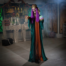 6 Ft Animated Fortune Teller Witch Halloween Decoration, Life-Size Prop picture