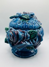 Vintage Blue Mood Indigo Floral Cookie Candy Jar by INARCO picture