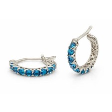 Blue Rhinestone Pave Hoop Earrings - Elegant Fashion Jewelry picture