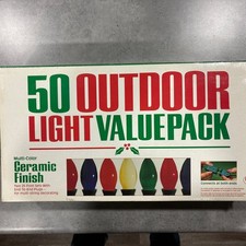 Vintage C 9 1/4 Christmas Light Bulbs String Ceramic Finish - 50 Ct 2 Strings 25 picture