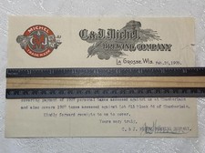1908 Lacrosse Wisc C&J MICHEL BREWING COMPANY Business Letterhead Ephemera CUT picture