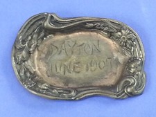 Antique June 1907 Metal Trinket Dish Quadruple Silver Plate Queen City picture