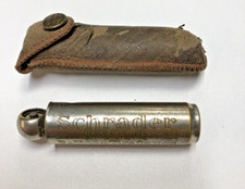Antique Schrader's Balloon Tire Pressure Gauge in Leather Pouch Pat. 1916-1923 picture