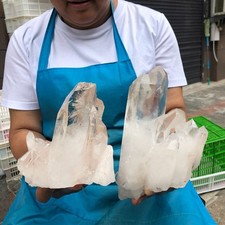 2pcs 6.53LB Natural White Clear Quartz Crystal Cluster Rough Healing Specimen picture
