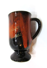 Vintage McMaster Winnipeg MB Quebec Labelle PQ Orange Brown Pottery Pedestal Mug picture