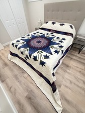 New Amish Quilt Improved Lone Star Blue Purple - 105x115 Heirloom Lancaster PA picture