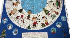 VTG PEANUTS DIY Christmas Tree Skirt CHARLIE BROWN 1 Fabric Panel Blue picture