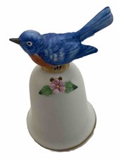 Vintage Lefton China Bluebird Figurine Bell Hand Painted 02752 Taiwan 4 Inches picture