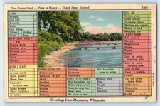 1940 Wisconsin WI Vintage Postcard Greetings From Hayward Time Saver Card Posted picture