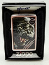 Vintage 2013 Mazzi Black Panther Chrome Zippo Lighter New B31 picture