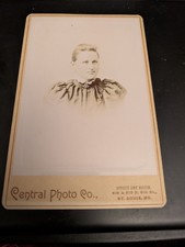 1890 Cabinet Card-Woman wearing a gorgeous Shamrock Pin-Central Photo St Louis picture
