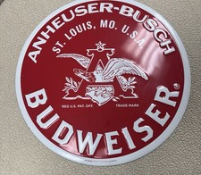 Iconic Budweiser / Anheuser Busch St Louis Metal Bar Beer Sign 23 1/2