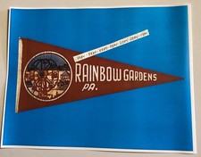 OLD RAINBOW GARDENS AMUSEMENT PARK PITTSBURGH PA. RARE IMAGE OF FELT PENNANT NEW picture