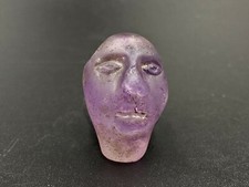 Antique Near Eastern Ancient Bactrian Amethyst Man Head Figure Amulet Bead picture