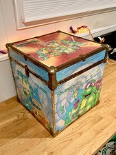 Vintage Teenage Mutant Ninja Turtles Toy Chest Trunk Seward TMNT 16x16x16 Box picture