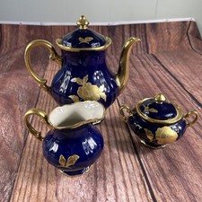 Vtg Waldershof Bavaria Echt Cobolt Blue Handarbeit Germany Gold Tea Coffee picture
