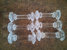Vtg Shannon Crystal Knife Rests Dumbbell Set of 6 Matching Geometric Cuts 4” picture