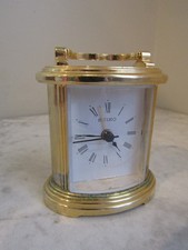 Vintage QHE109GLH Seiko Quartz Carriage Design Clock Metal Frame Roman Numerals picture
