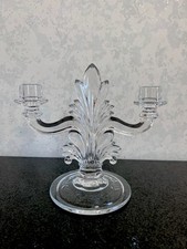 Vintage Fostoria Baroque Etched Leaves Double Light  Candleholder Candelabra picture