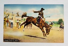 c1940's Vaughn Krieg On Boxer Cowgirl Bucking Rodeo R.R Doubleday Postcard picture