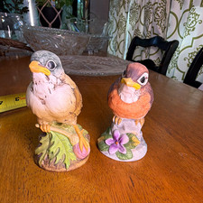 Andrea by Sadek Ceramic Hand Painted Bird Figurines Set of 2 3.5in 1980s picture