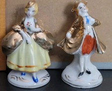 VINTAGE LITTLE FIGURINES Old Fashioned MAN AND WOMAN MADE IN JAPAN picture
