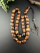 Antique Pressed Amber Islamic Tasbih Prayer Rosary 33-Bead  مسبحة مسباح كهرب كبس picture