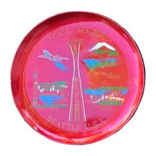 1962 RED Seattle WA Worlds Fair Exposition Dish Tray Space Needle 10.5” picture