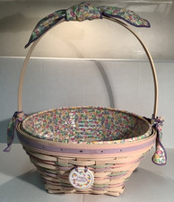 Longaberger 2000 Century Whitewashed Large Easter Basket Combo w/ Tie-On - up picture