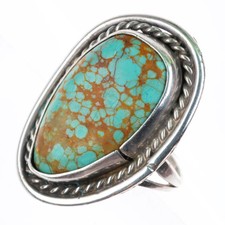 sz9.25 vintage Navajo sterling silver red webbed spiderweb turquoise ring picture